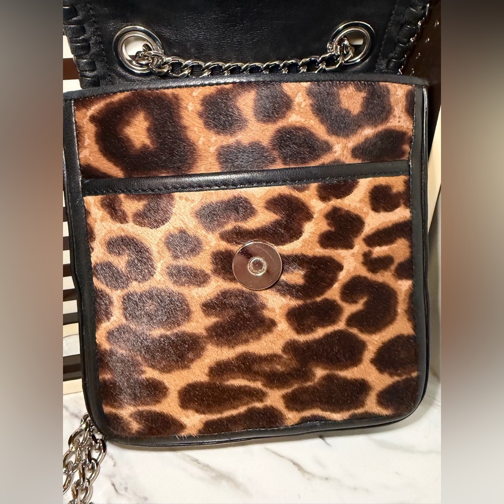 Henri Bendel Leopard Print Calf Hair Chain Shoulder Bag - Picture 3 of 14